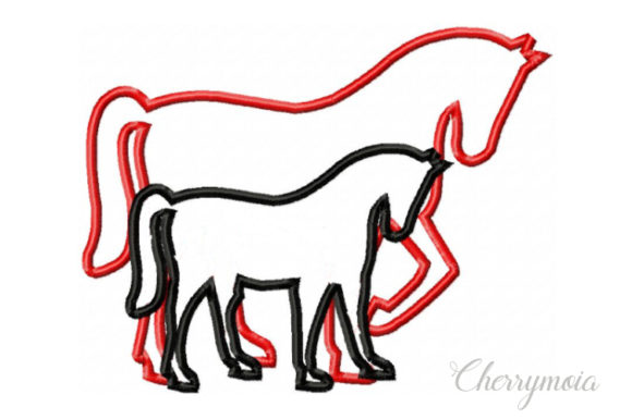 Applique Mom and Baby Horse