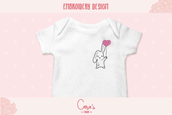Bunny with Balloon: A Charming Embroidery Design for Meaningful Gifts
