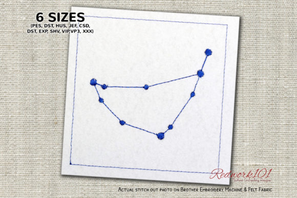 Capricorn Zodiac Sign Redwork