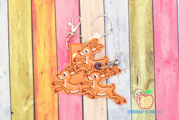 Cartoon Deer Running ITH Keyfob