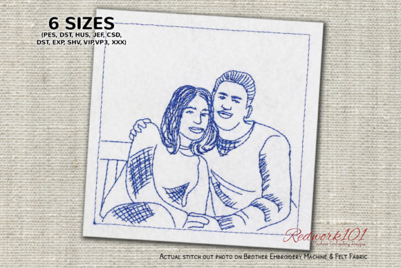 Couple Sitting on Bench Lineart Design