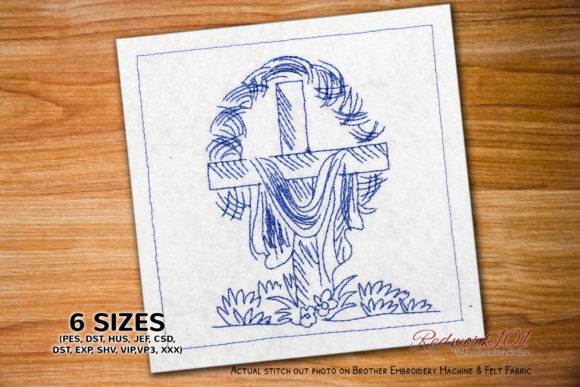 Easter Cross in Field: A Tender Embroidery Design for Meaningful Gifts