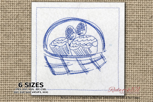 Easter Fruit Basket Redwork
