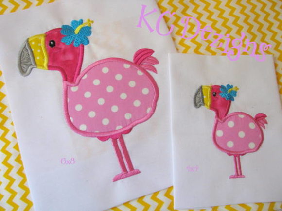 Flamingo with Flowers Applique