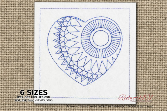 Mandala Zentangle Love Redwork