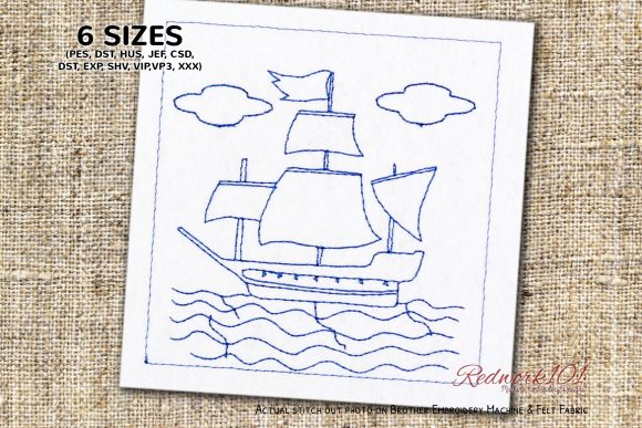 Sailing Ship in the Sea Lineart