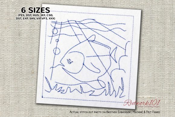 Underwater Landscape with Fish Redwork